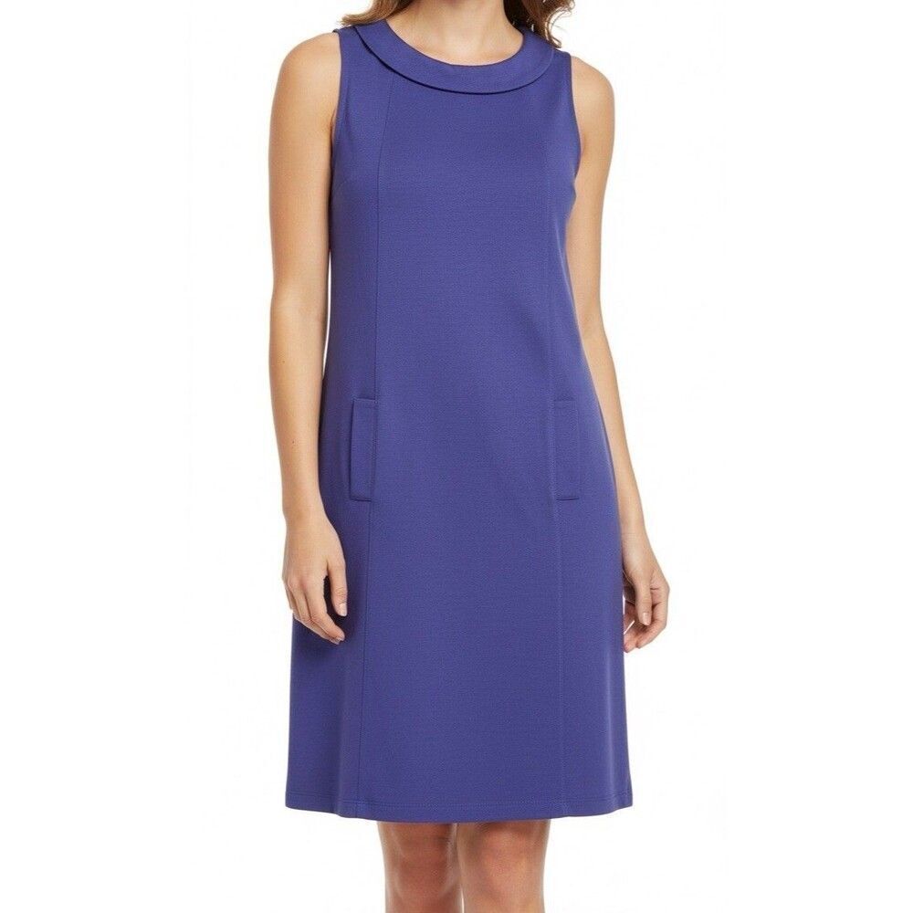 Boden Mini Dress Size 6 Blue Reverse Peter Pan Collar Mod Retro Preppy Work